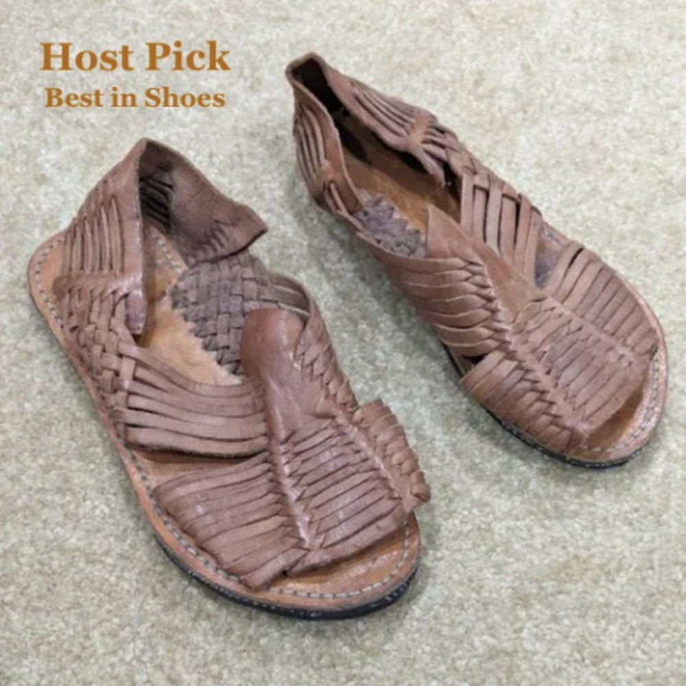 Vintage Woven Brown Braided Leather Sandals